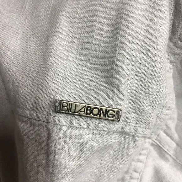 Billabong Shirt Mens M Light Tan Shoulder Tap Long Sleeve Minimalist Vintage - Picture 12 of 13